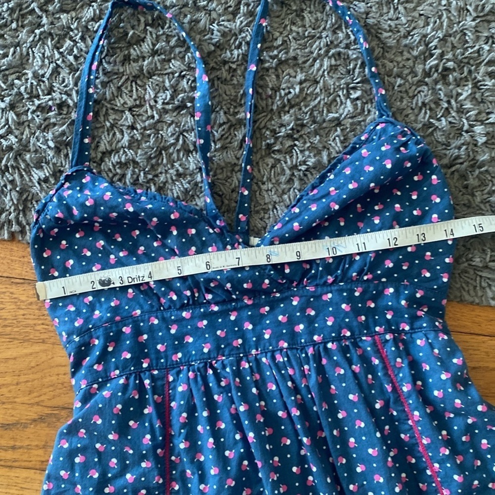 Hollister Navy Blue Pink White Polka Dot Mini Racerback Dress Size Medium - Picture 11 of 11